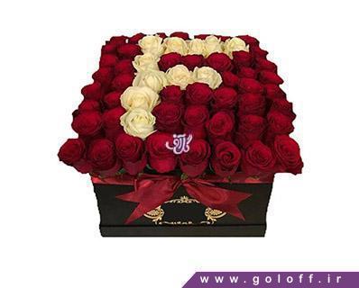 جعبه پر از گل - جعبه گل ولنتاین حرف F | گل آف